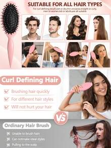 适用于卷发的卷发定型刷，带清洁爪的防拉造型梳，男女皆宜的顺发和塑形工具 - 彩色 - 查看 4