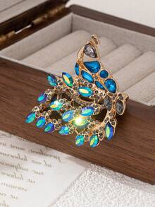 1pc New Fashion Simple Elegant Rhinestone Peacock Brooch - Multicolor - View 3
