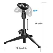 Suporte de Microfone Universal de Mesa Tripé Miniatura Portátil, Suporte Ajustável de Mesa para Microfone, Suporte Leve