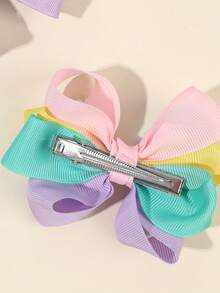 2 件装女童柔和发饰彩色罗缎蝴蝶结鳄鱼夹精致发夹幼儿女孩辫子蝴蝶结发夹儿童发饰