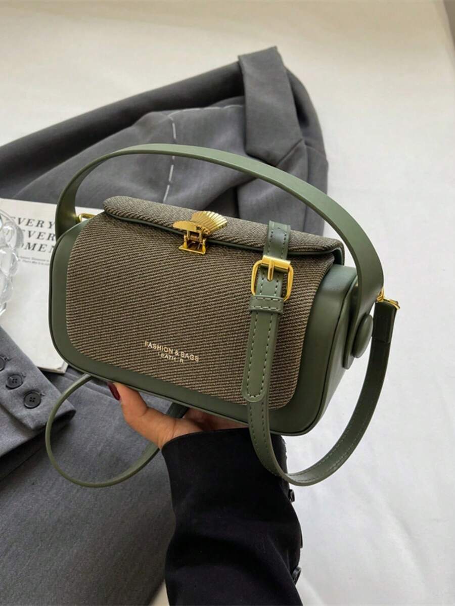 女士时尚方形斜挎包，优雅简约的设计，大容量 - 綠色 - 查看 1