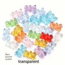 Set de 30 cuentas de oso de acrílico - transparentes, de unicolor y de degradado, utilizadas para la fabricación de joyas DIY, de 18x11mm - perfecto para pulseras, collares, llaveros, atrapa sueños, borlas y manualidades.