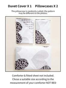 Juego de ropa de cama de 3 piezas con estampado de corazones (1 funda nórdica y 2 fundas de almohada), suave y agradable para la piel, apto para todas las estaciones, ideal para el hogar, bodas y otras ocasiones. - Multicolor - Ver 11