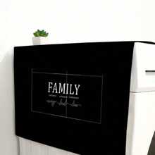 1pc Art Letter Pattern Dust Cover, Modern Minimalist Style Linen-Like Rectangle With 4 Storage Pockets, Anti-Slip Washable Dust Proof Cover For Appliances Like Washing Machine Or Refrigerator