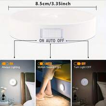 1 件/3 件/6 件运动传感器 LED 夜灯,USB 可充电橱柜灯,白光/暖白光,适用于卧室床边、厨柜衣柜灯、楼梯墙壁装饰、走廊灯(250mAh) - 白色帶撥動開關 - 查看 7