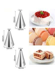 3Pcs/Set Large Size Round Metal Cake Cream Decoration Tip Stainless Steel Piping Icing Nozzle Pastry Tool Baking Tools #1A #2A #3A - Silver - View 14