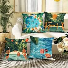 4pcsSummer Tropical Waterproof Throw Pillow Covers - Vibrant Floral And Animal Print Cushion Cases For Outdoor Patio FurnitureMachine Washable With Zipper Closure - Multicolor - View 5