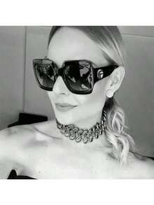 Retro Square Fashion Glasses For Women, Summer Beach Glasses,Oversized Stylish Inspired Shades Vintage Desinger Glasses,Ladies' Gift,Travel Vacation Shopping Party Driving Photos Glasses ﻿CK2276 - 002-F - 查看 2