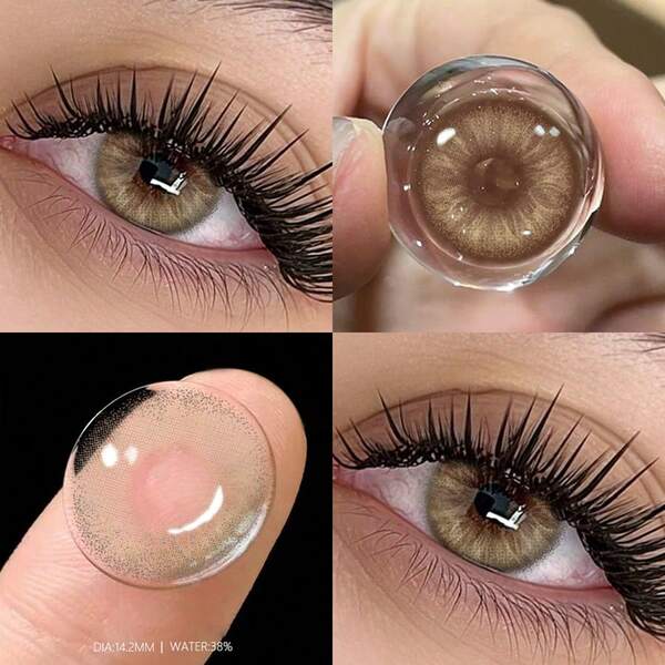 Lentes de contato coloridas naturais AMARA para os olhos 1 par de lentes de cor azul para os olhos, lentes coloridas da moda para pupilas, lentes marrons, lentes de contato para olhos, fantasia de Halloween, cosplay