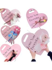 8 peças Materiais de Embalagem de Flores para Festa de Casamento, Embalagem de Rosas, Presente de Amor, Caixa de Flores Manual de Papelão (Não inclui o Buquê)
