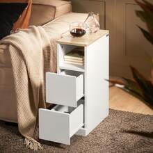SoBuy Bedside Table Box Spring Bed Sofa Table Side Table Narrow Telephone Table Nightstand White WHT Approx. 20x60x35cm FBT149-WN - White - View 4