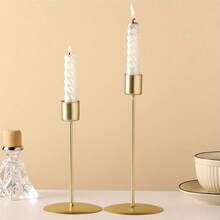1/2pcs Gold Tall Candle Holders, For Center Piece Decor, Candlelight Dinner Photos, Wedding Anniversary Birthday Date Night Ambience Decoration, Dining Table Living Room Home Decor, Halloween Christmas Valentine New Year