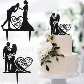 1 件/3 件/5 件黑金婚礼设计蛋糕装饰，适用于婚礼派对蛋糕装饰