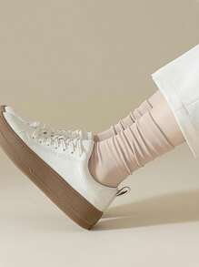 1/3/5 Pairs Women Summer Thin Mid-Calf Odor-Resistant Lounge Socks, New Style White Boneless Ruffle Tube Socks