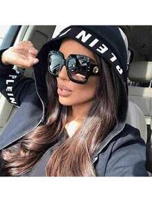 Retro Square Fashion Glasses For Women, Summer Beach Glasses,Oversized Stylish Inspired Shades Vintage Desinger Glasses,Ladies' Gift,Travel Vacation Shopping Party Driving Photos Glasses ﻿CK2276 - 002-F - 查看 5