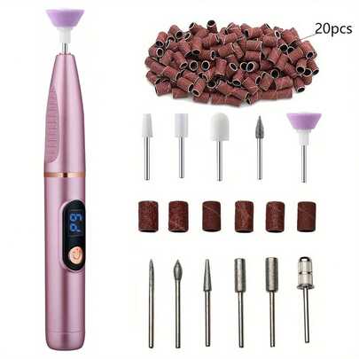 1pc Rechargable 300mAh Smooth & Shiny Nails Instantly - Electric Nail Grinder, Mini Manicure Pen & Multi-Head Grinder Set
