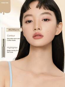 JUDYDOLL 液体高光和轮廓二合一 4.8g，哑光液体高光和轮廓，多用途，便携旅行装，色泽鲜艳，防晕染，非常适合派对、约会、送礼，独特而特别的新品 - #02 暖膚色 - 查看 4