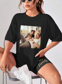 Customized Women's Suits, Add Your Own Pictures (Patterns/Friends' Photos/Family Photos/Pets/Logos, Etc.) To Tops, Add Text To Pants, Design Your Own Personalized Printed T-Shirts And Sports Shorts, As Gifts For Girlfriends, Couple Dating Shirts, Etc., Can Be Used For Anniversaries, Valentine's Day, Mother's Day