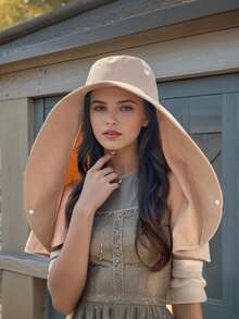 UV Anti Sun Protection, Full Face Summer Hat Shawl, 2-In-1 All-Round, Wide Brim, Large Cape Shawl, Neck Guard Hat Integrated Sunshade Bucket Hat Can Be Tied With A Ponytail - Multicolor - View 11