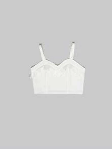 Conjunto de 2 piezas de camisola informal sin mangas para mujer con detalle de borlas y pantalones cortos a juego, tejido elegante - Blanco - Ver 6