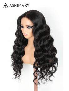 Ashimary Hair Invisi Strap Snug Fit 360 Glueless Wig Body Wave Transparent Lace Frontal Wig Bleached Knots Pre-Cut Lace Natural Black Color Hair 100% Human Hair Pre-Plucked Wig For Women - SNatural - View 3