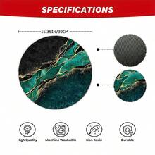 1 件/2 件/4 件，15.35 英寸/39 厘米/39*39 大理石纹圆形硅胶杯垫，奢华金箔画纹理，适用于厨房、餐厅、餐桌、茶几和吧台，可清洗和重复使用，用于餐具和杯子干燥