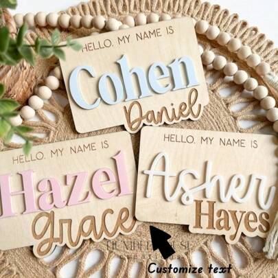 1pc Hospital Name Announcement, Baby Shower Gift, Hospital Plaque, Baby Name Sign,Name Announcement, Mini Baby Name Sign, Hello World,Art Activities For Children