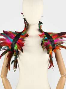 1 件时尚轻盈飘逸披肩领围巾披肩、节日派对斗篷、舞台表演用人造羽毛