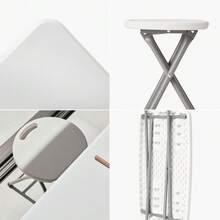 Small Folding Table & Folding Stool Set - Portable, Lightweight Height Adjustable Table And Foldable Stool With Built-In Handle & Protective Feet - Ideal For Kitchen, Desks, Camping & Extra Seating - Folding Table & 2 Stool Set - View 8