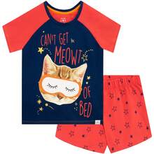 Harry Bear Cat Pyjamas | Girls Cats PJs | Kids Pyjama Sets - Navy Blue - View 1