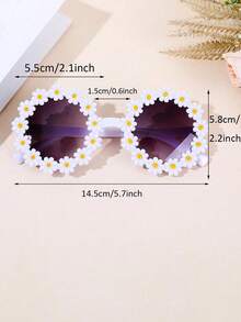 6/3/2/1 Pair Daisy Shaped Fashion Decorative Glasses For Teenagers, High Quality Regular Glasses, Suitable For Parties, Cute Daisy Petal Glasses, Street Style Decorative Glasses (Paper Glasses Case Included) - 彩色 - 查看 9