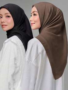 2PCS Women Solid Color Square Scarf, Fashion Solid Color Head Scarf, Neckwrap For Dress - 2PCS Solid Color - View 15