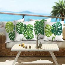 4pcs, Summer Tropical Leaf Print Waterproof Throw Pillow Covers For Home A Washable With Zipper Closure - Multicolor - View 5