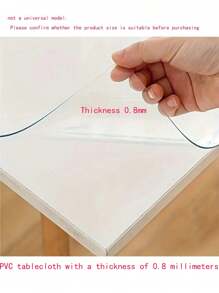 Transparent Table Cover, Waterproof, Oil-Proof, Heat-Resistant, High Temperature Resistant PVC Soft Glass Tablecloth For Kitchen, Living Room, Coffee Table, TV Cabinet, Rectangular, Thickness 0.8mm