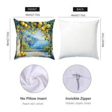 1 buc. Husă de pernă cu model de lămâie și ocean de vară, material fleece coral imprimat pe o singură față, husă de pernă decorativă 45*45cm/18*18inch, potrivită pentru canapea modernă minimalistă, sufragerie, cadou