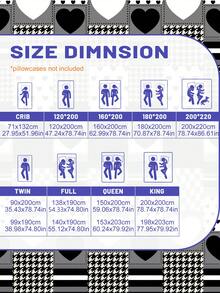 1 件格子心形几何黑白图案拉绒床笠、卧室印花床罩、床垫保护套、床垫罩、床垫垫罩、防尘罩、床上用品套装（不含枕套） - 彩色 - 查看 3