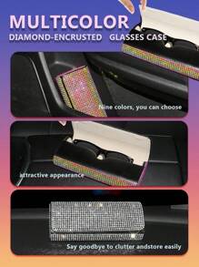 1 pièce Étui à lunettes décoratif avec strass, boîte de rangement pour lunettes
