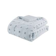 Chic Pompom Lucy 2/3 Pieces Bedding Comforter Sets,Lightweight Clip Jacquard Comforter With Matching Shams,All-Season Home Textile For Twin-Queen-King-Cal King Size,2 Pieces Set Only For Twin-Twin XL Size - 藍色 - 查看 6