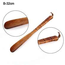 Portable Wooden Shoe Horn Easy On Off Long Handle Hanging Loop Without Bending Over Shoe Horn For Seniors Pregnant Women