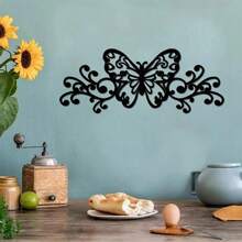 CIF BUY 1 pieza Decoración de pared con logo de mariposa, silueta de mariposa de metal forjado, decoración de jardín, decoración de habitación, decoración de pared, colgante de pared de metal. También adecuado para balcones, terrazas y guarderías. Puede agregar un toque de elegancia a estas áreas.