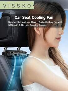 ViSSKO Ventilador de Resfriamento para Assento de Carro - Turbo Boost 3 Velocidades, 3000mAh, Para Cabelo e Instalação Fácil