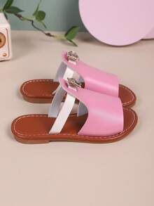 儿童平底凉鞋；女童凉鞋；女童夏季凉鞋；男童夏季凉鞋；一双适合男孩和女孩的时尚休闲海滩度假旅行鞋 - 粉色 - 查看 6