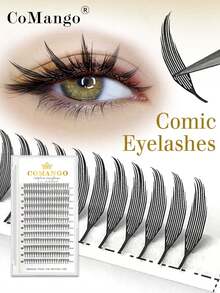 CoMango 240Fans C/D 卷曲漫画尖顶睫毛 漫画睫毛延长 0.07 毫米 8-15 毫米动漫睫毛自动开花预制扇形优质水貂睫毛延长睫毛簇、睫毛簇、单根睫毛、睫毛、假睫毛