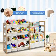 2 In 1 Kids Bookshelf And Child Toy Storage Organizer With 12 Toy Bins And 4 Tier Book Shelf For Playroom, Classroom, Nursery Room, Bedroom, Kindergarten, School, Perfect Gift For Christmas, Halloween, Thanksgiving, Easy To Installation,Space Saving - WJSN-1 - 查看 7