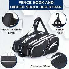 TILDOSAC Tennis Bag Padel Racket Bag Tennis Backpack For Padel Tennis Pickleball Paddles Large Padel Racket Protector Backpack Large Sport Pickleball Bag With Fence Hook Shoe Compartment - Black-white1 - View 6