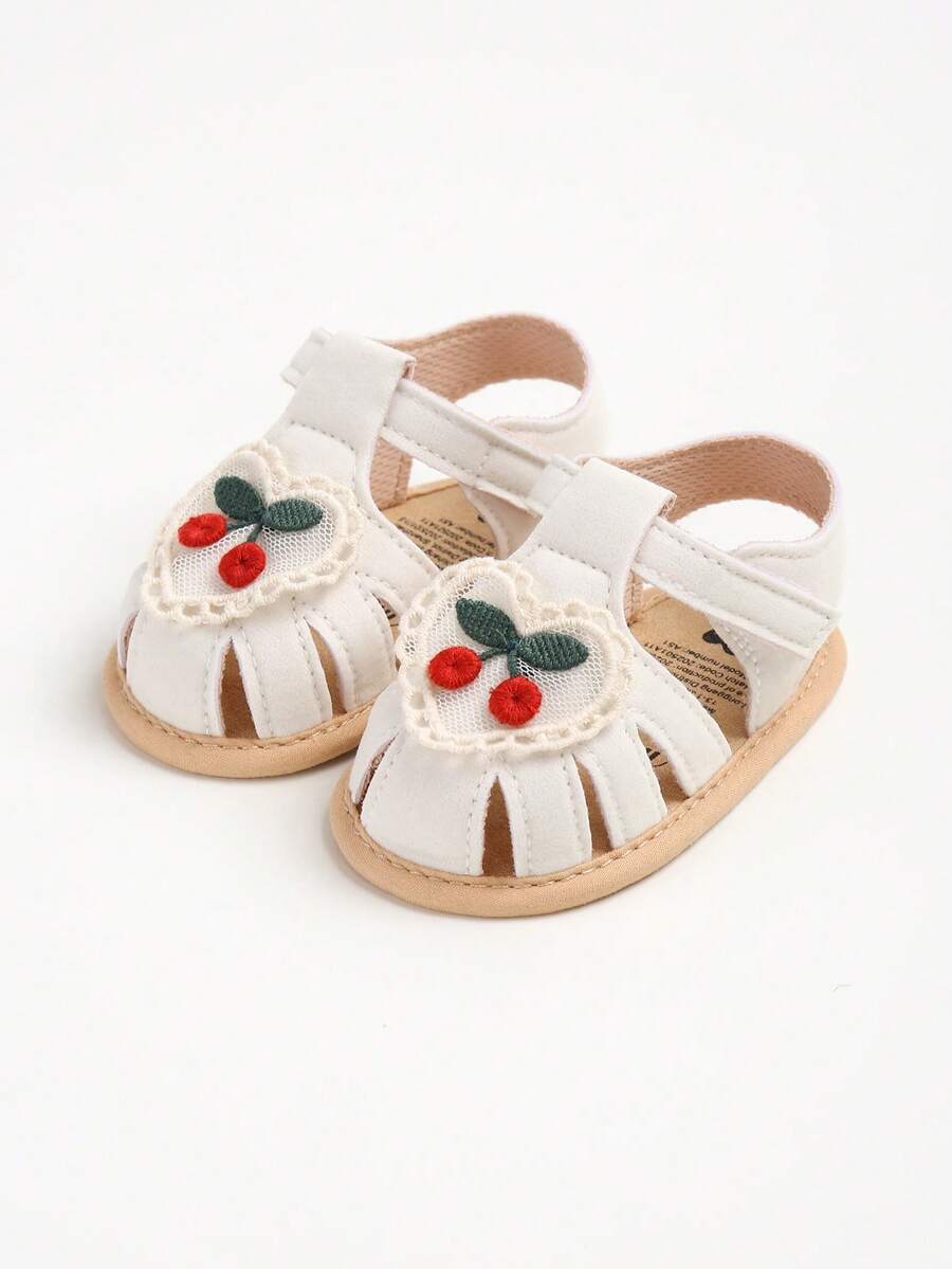 Adorable Floral Embroidered Infant Walker Sandals - Soft Sole, Breathable & Non-Slip, Perfect For Daily Wear & Vacation, Spring/Summer Collection - trắng - Xem 1