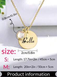 1 pieza Collar redondo personalizado con nombre grabado y piedra de nacimiento, collar personalizado para mamá, collar personalizado para parejas, regalo personalizable para mamá, esposa, joyería para mujer, collar para ella, regalo del Día de San Valentín, regalos de aniversario