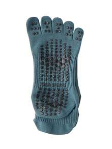 1 双短款纯色五指袜 - 防滑圆点、透气吸湿排汗、高弹性、不紧绷、防滑，适合普拉提、瑜伽、健身