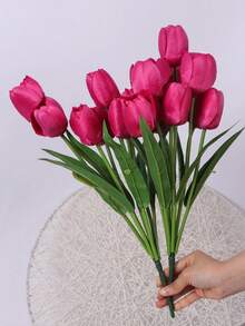 44cm Tulip, 9 Forks 9 Heads Tulip, Artificial Flowers, Decoration, Tulip Bouquet, Artificial Flowers, For DIY Flower Arrangement, For Wedding, For Home, Garden, Decoration - Multicolor - View 5