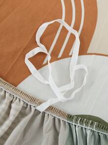 1pc Geometric Pattern Printed Sofa Cover With Elastic All Inclusive Sofa Cover Made Of Polyester Fiber, Suitable For All Seasons, Simple And Modern - Burnt Orange - View 11